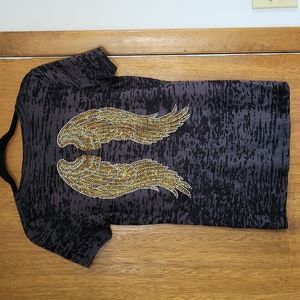 Next Level Apparel Gold and Silver Gemstone Wings T-Shirt, Large